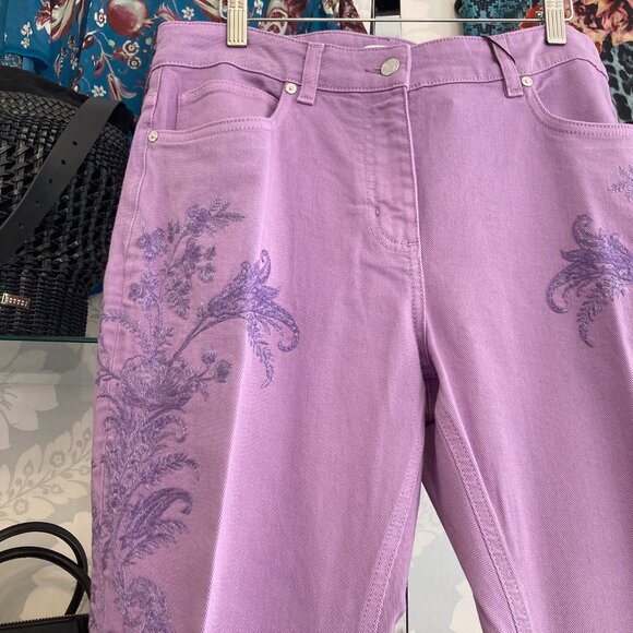 Purple ETRO Embroidered Jeans - Size 32 - Picture 3 of 9